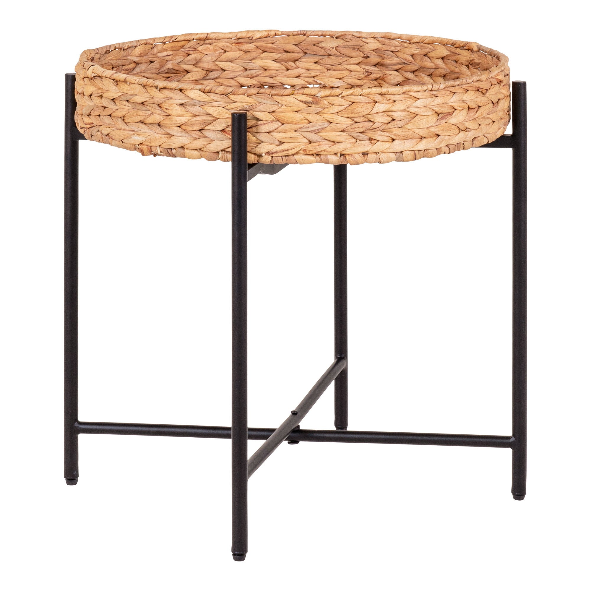 Détail tressage jacinthe d'eau naturelle plateau table d'appoint Naro texture artisanale