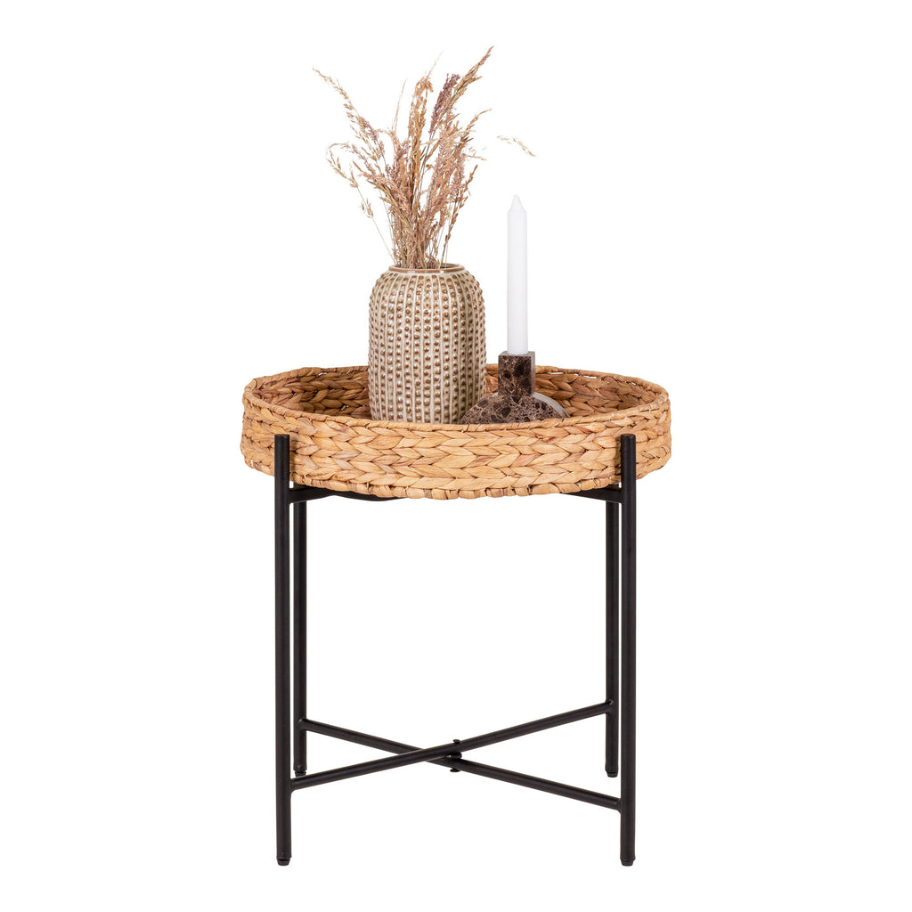 Table d'appoint Naro jacinthe naturelle métal noir vue de face fond blanc
