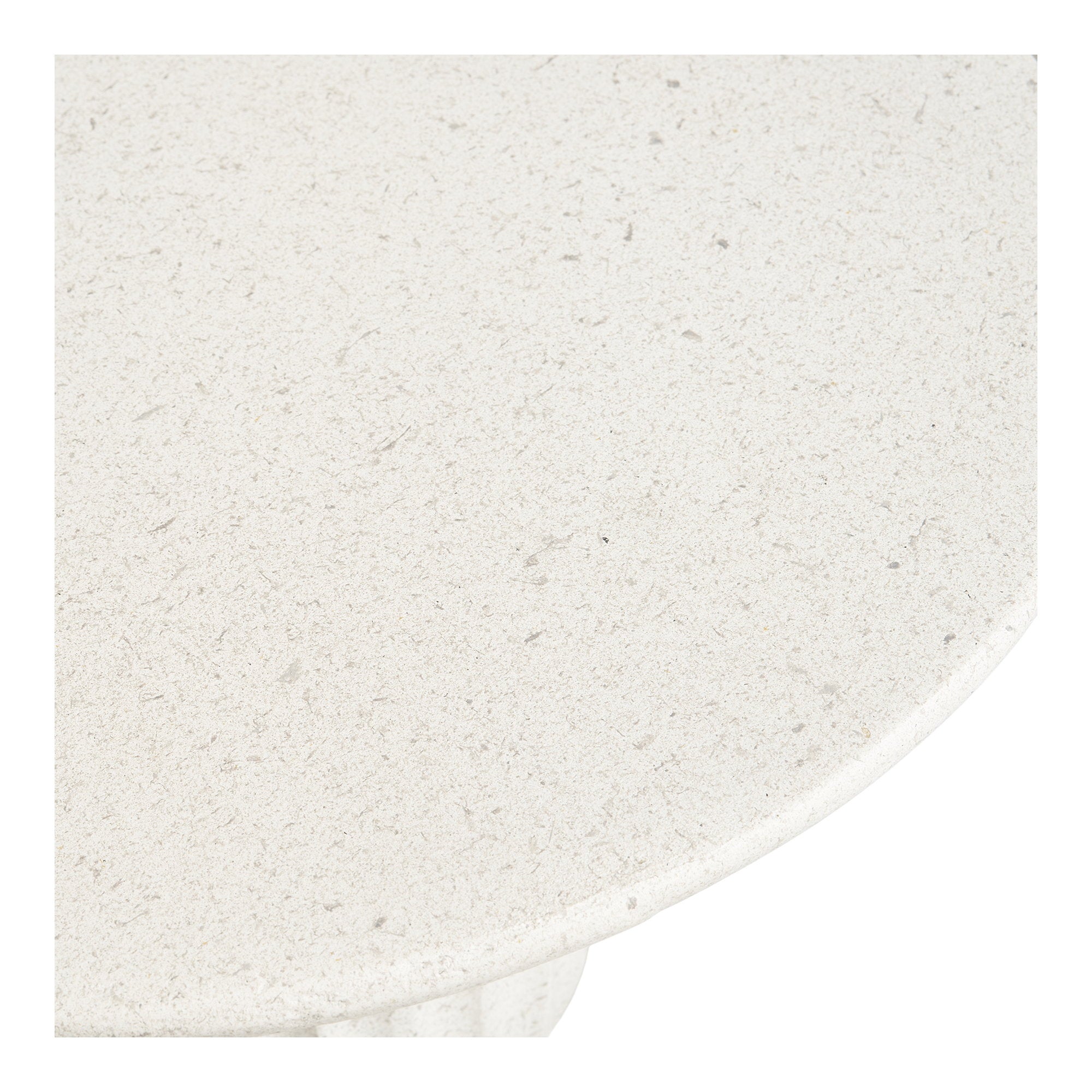 Détail plateau circulaire fiberclay blanc grainé table d'appoint Newtown vue plongeante