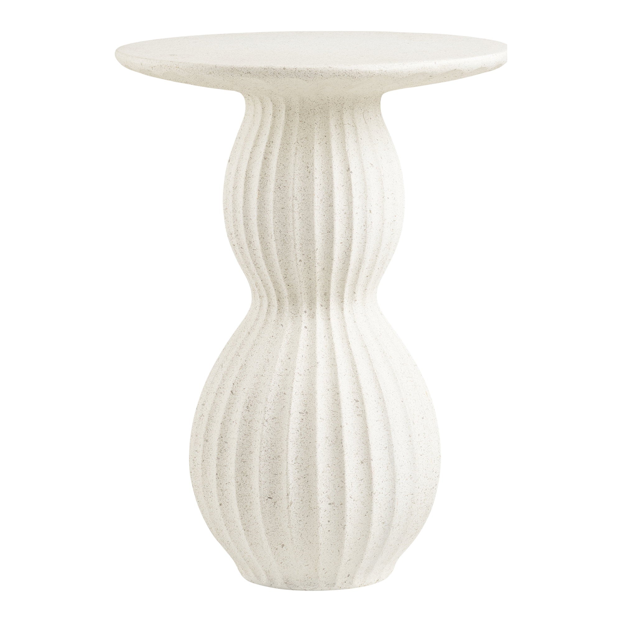 Table d'appoint Newtown fiberclay blanc strié Ø40x55 cm vue de face fond blanc