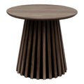 Table d'appoint ronde Osaka chêne fumé piétement lattes vue de face Ø50 cm