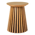 Table d'appoint Osaka placage chêne naturel ø40x50 cm base lattes rayonnantes vue face