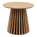 Table d'appoint ronde Osaka chêne naturel piétement lattes vue de face Ø50 cm