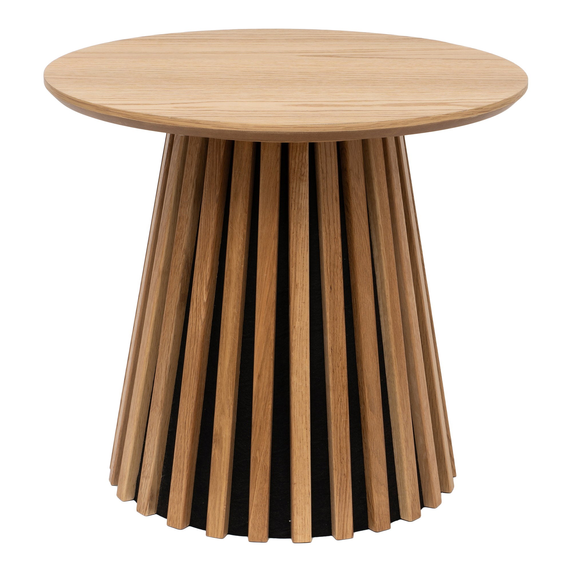 Table d'appoint ronde Osaka chêne naturel piétement lattes vue de face Ø50 cm