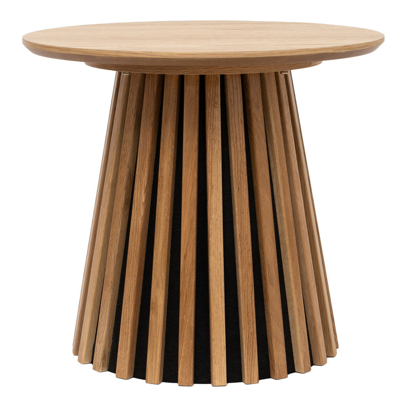 Dimensions Osaka Side Table – Natural Oak Veneer & Slat Base – Ø 50 cm