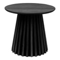 Table d'appoint ronde Osaka chêne noir piétement lattes vue de face Ø50 cm