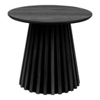 Table d'appoint ronde Osaka chêne noir piétement lattes vue de face Ø50 cm