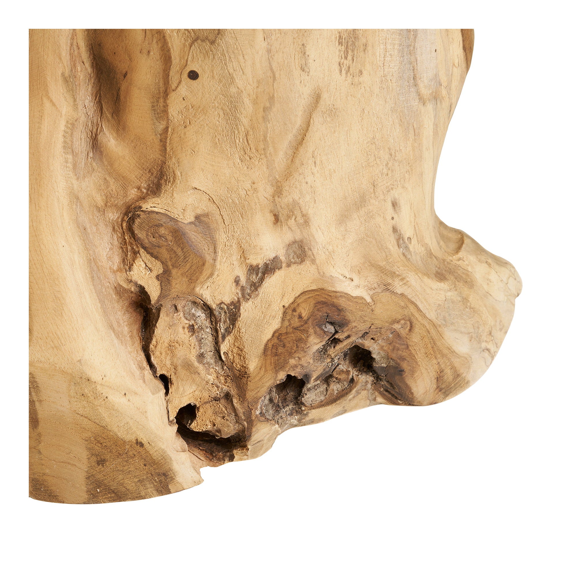 Table Palena teck racine naturelle détail cavités nœuds formes organiques