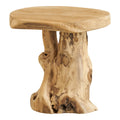 Table Palena teck massif racine sculpturale vue trois quarts