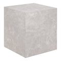 Table d'appoint Prague effet marbre beige 40x40x45 cm bloc monolithe vue trois quarts