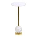 Table d'appoint Salo plateau marbre blanc sphère marbre socle doré vue de face