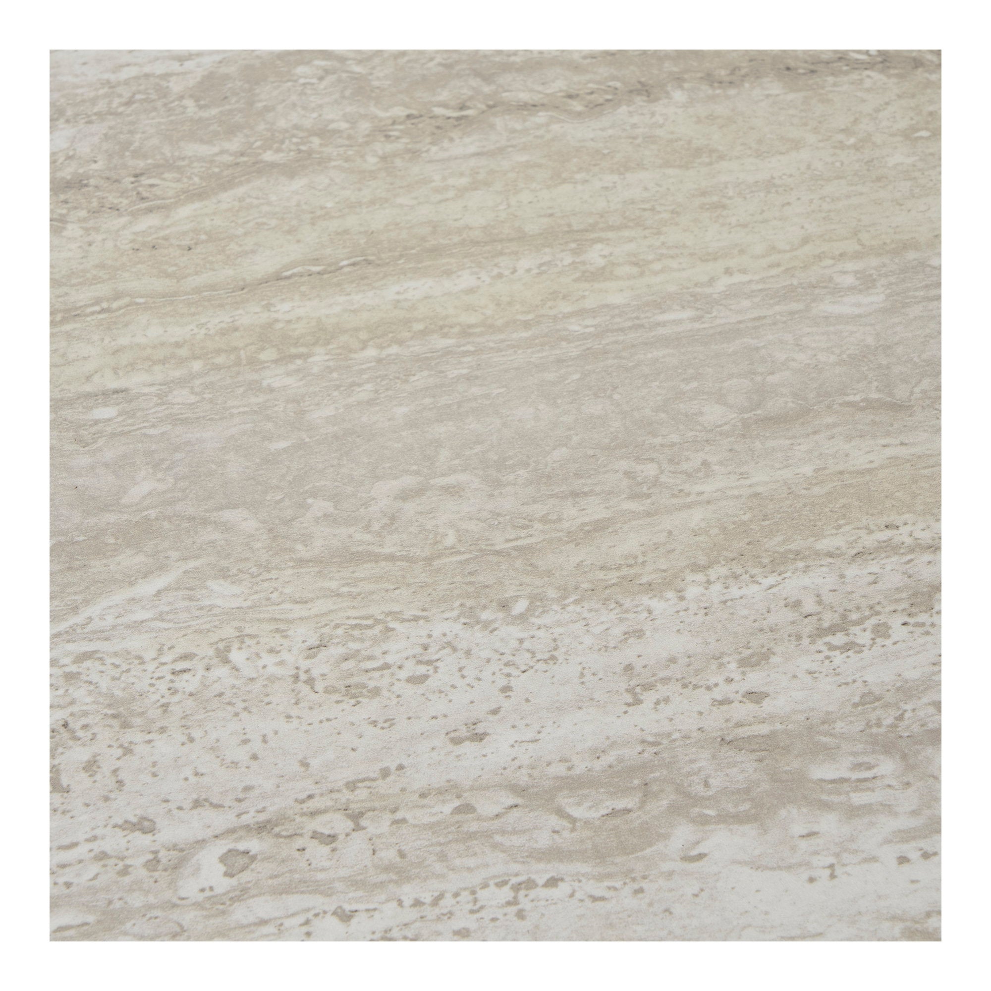 Table basse Aalst détail plateau effet travertin beige texture calcaire sable gris