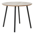 Table basse ronde Aalst effet travertin beige ø55x45 cm pieds métal noir vue de face