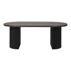 Table basse ovale Boavista brun foncé colonnes cannelées noires vue de face 120 cm
