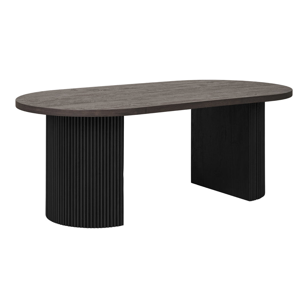 Table basse Boavista brun foncé colonnes noires vue trois quarts fond blanc