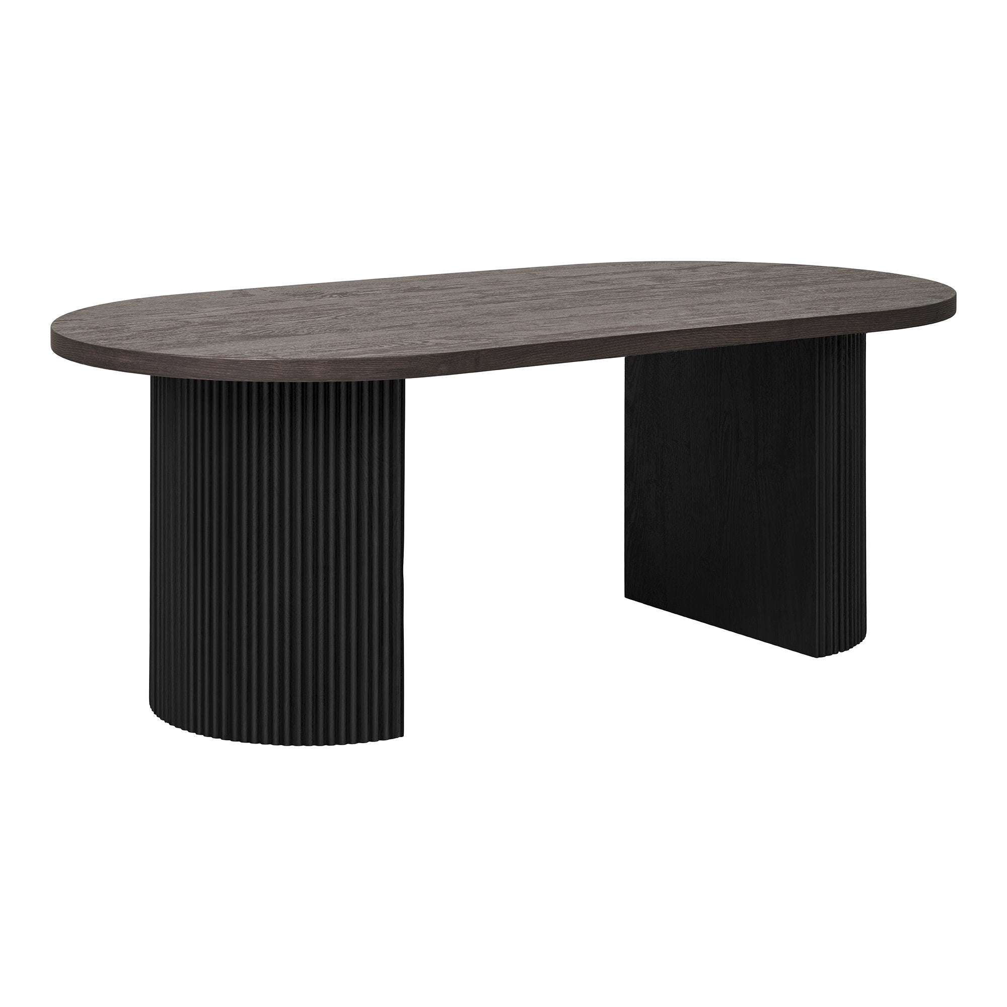 Table basse Boavista brun foncé colonnes noires vue trois quarts fond blanc