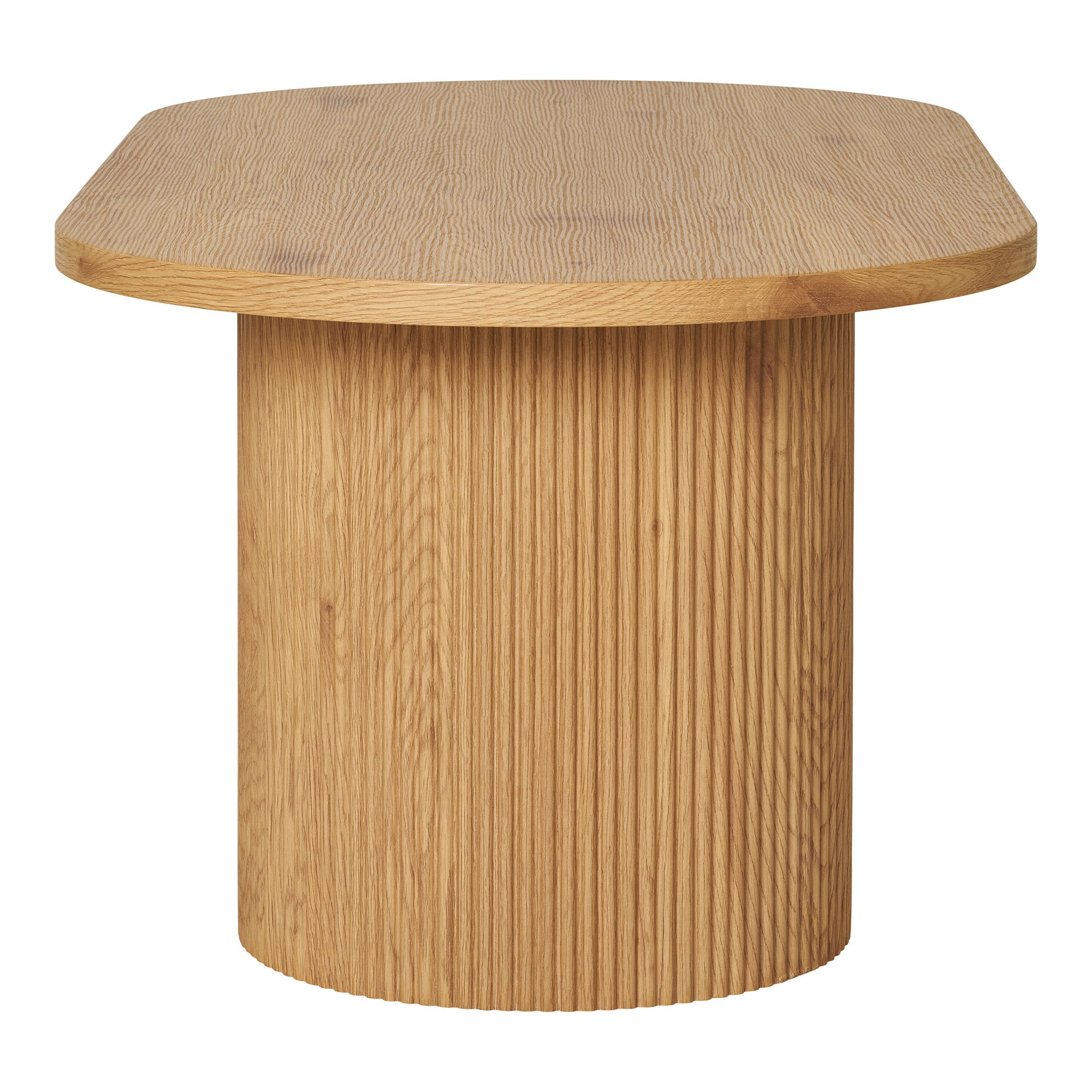 Détail colonne cylindrique cannelée chêne naturel table basse Boavista finition miel