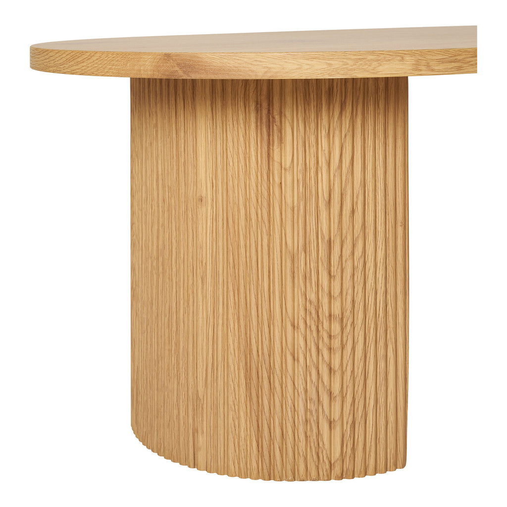 Détail plateau octogonal arrondi chêne naturel table basse Boavista veinage bois