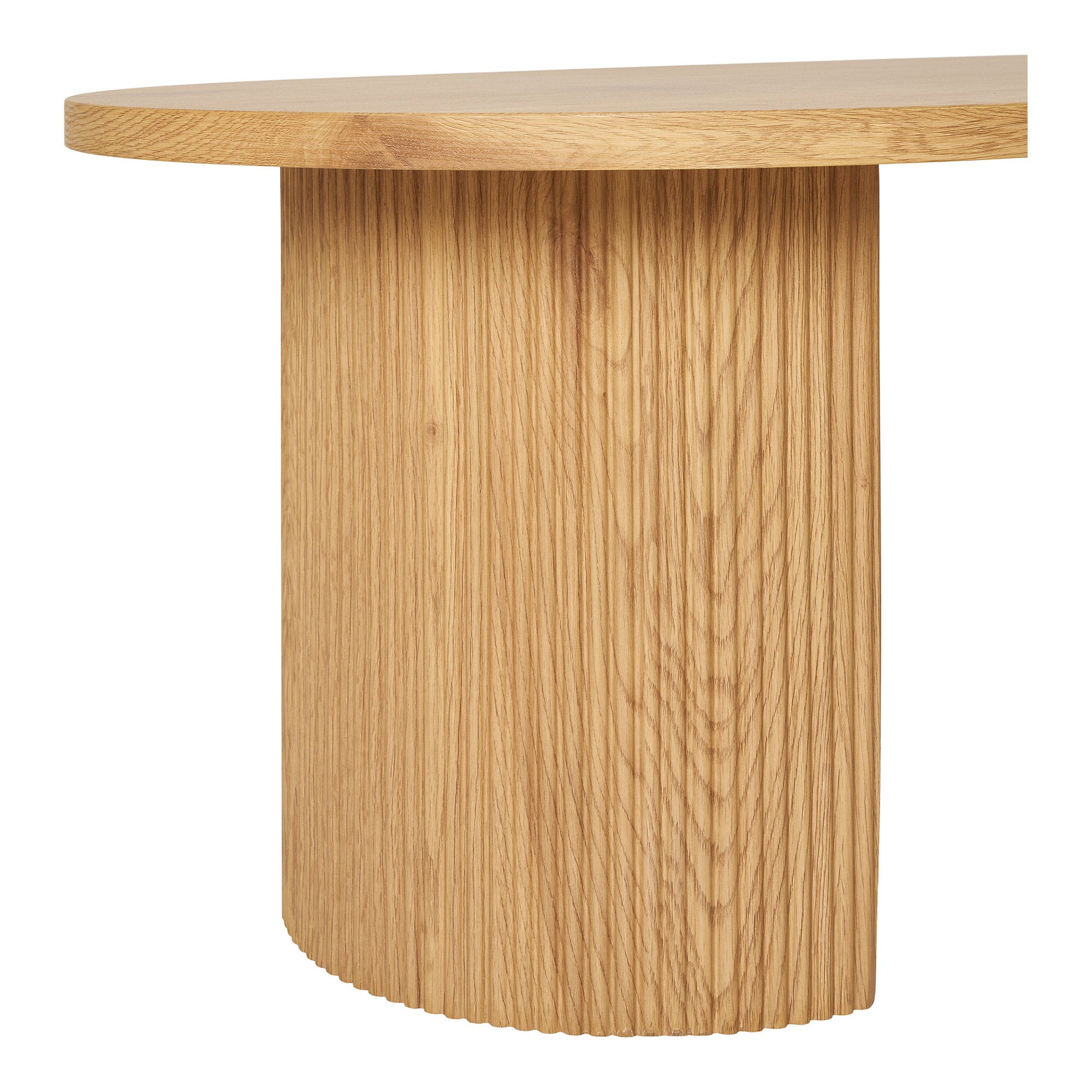 Détail plateau octogonal arrondi chêne naturel table basse Boavista veinage bois