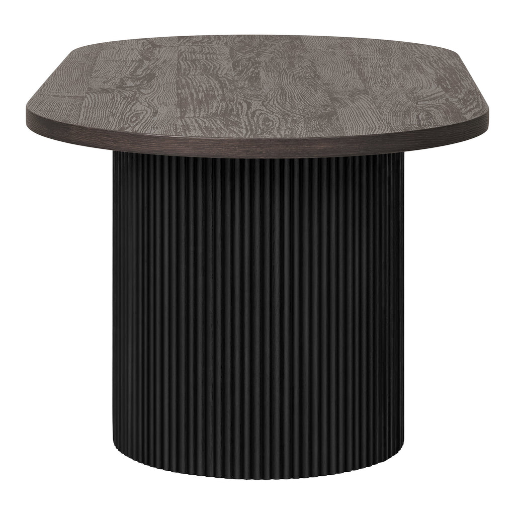 Détail colonne cylindrique cannelée noire table basse Boavista finition mate