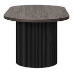 Détail colonne cylindrique cannelée noire table basse Boavista finition mate