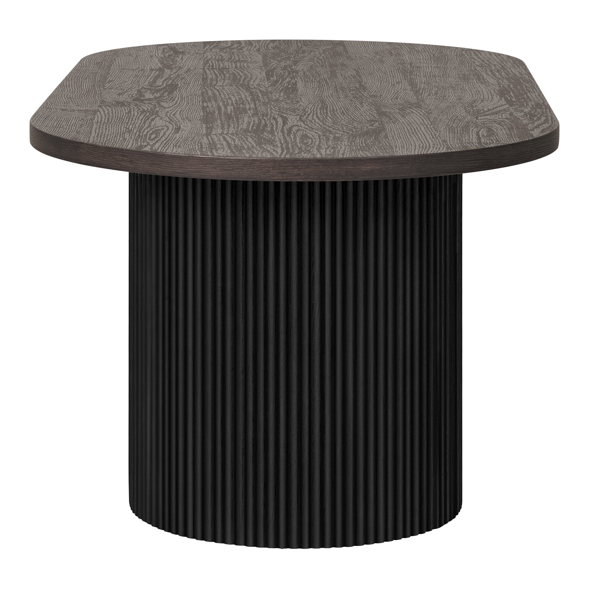 Détail colonne cylindrique cannelée noire table basse Boavista finition mate