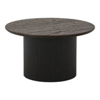 Table basse Boavista ronde cannelée brun foncé noir Ø80 cm vue de face