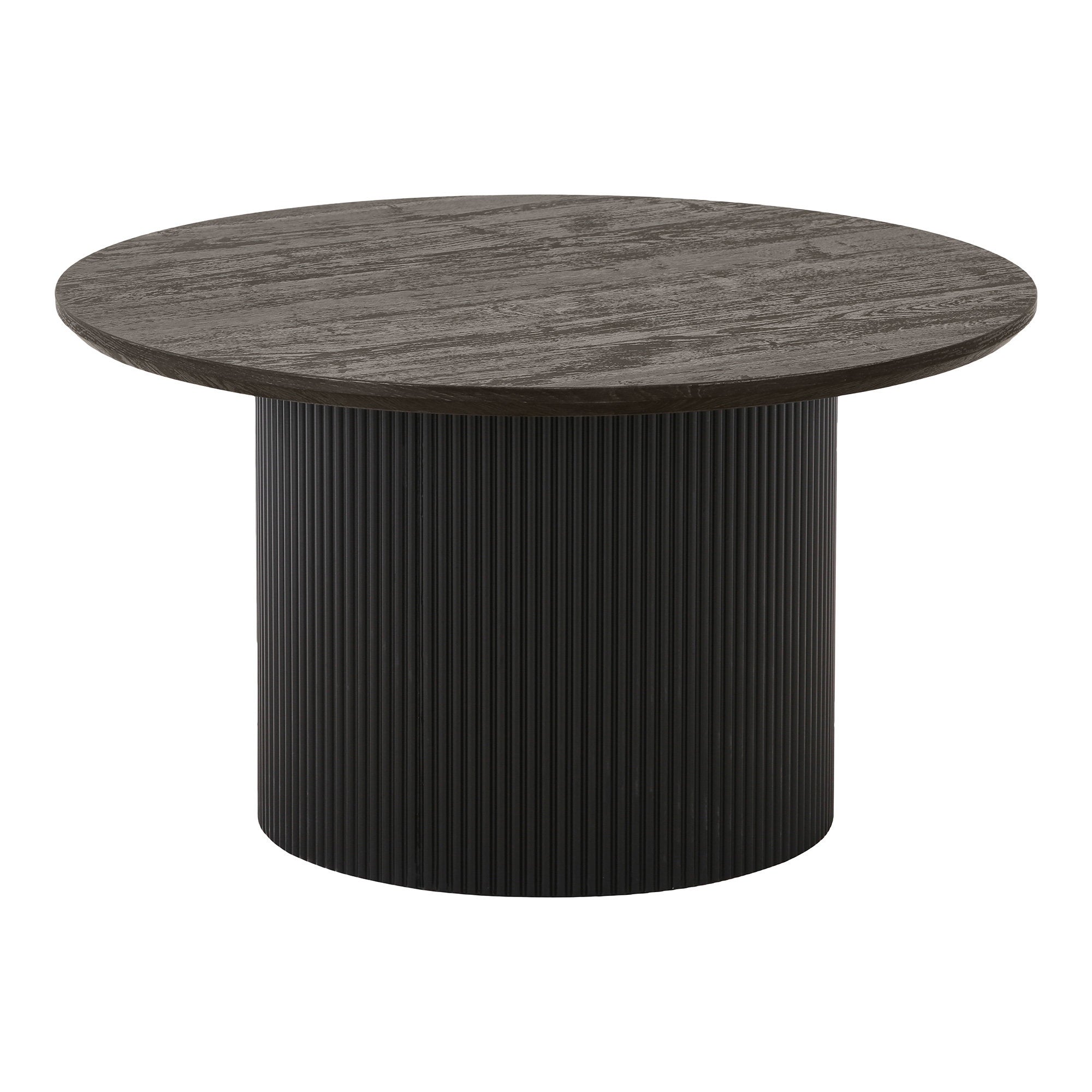 Table basse Boavista ronde cannelée brun foncé noir Ø80 cm vue de face