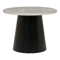 Table basse ronde Brito effet marbre gris piédestal conique noir vue de face Ø60 cm
