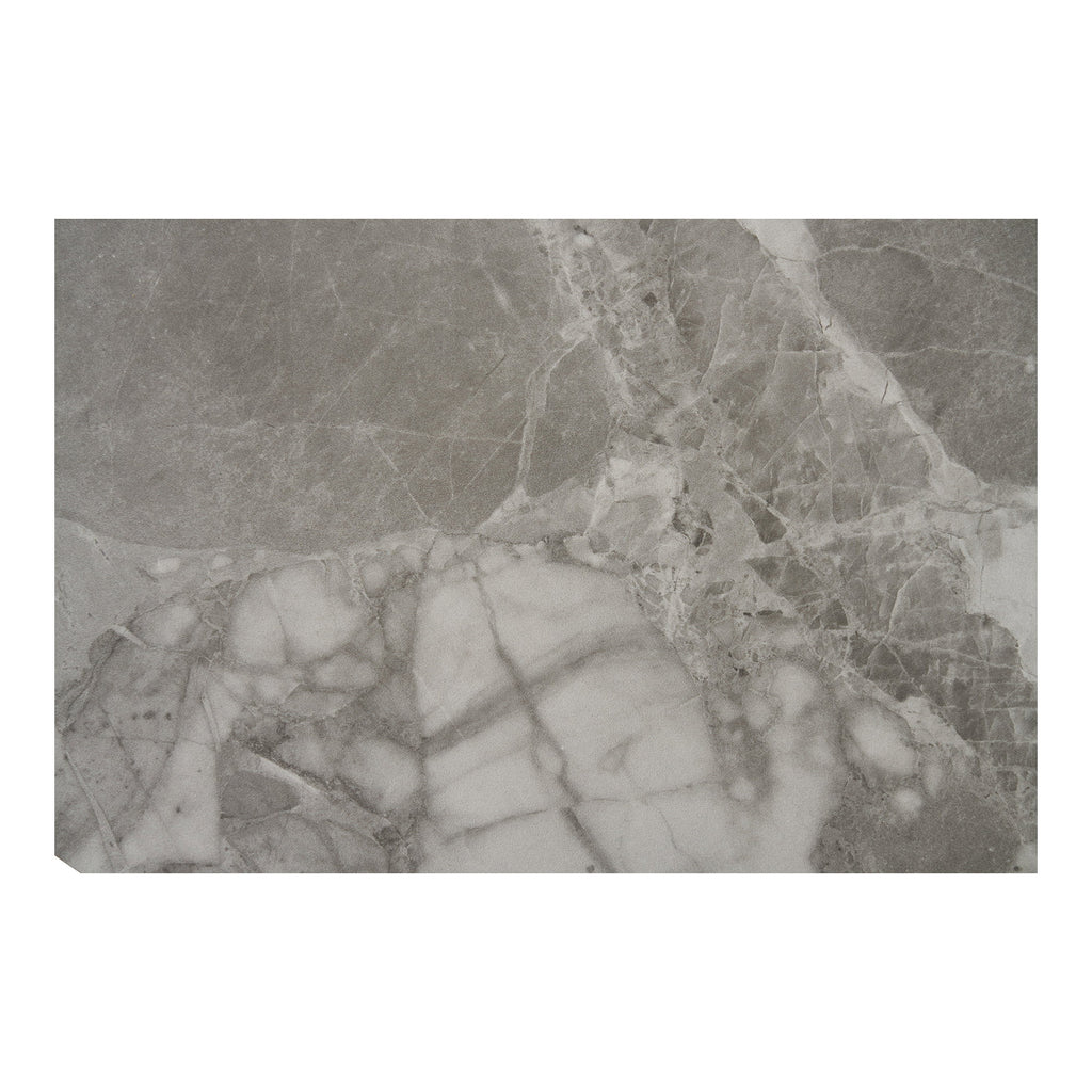Détail plateau mélamine effet marbre gris veiné table basse Brito finition lisse