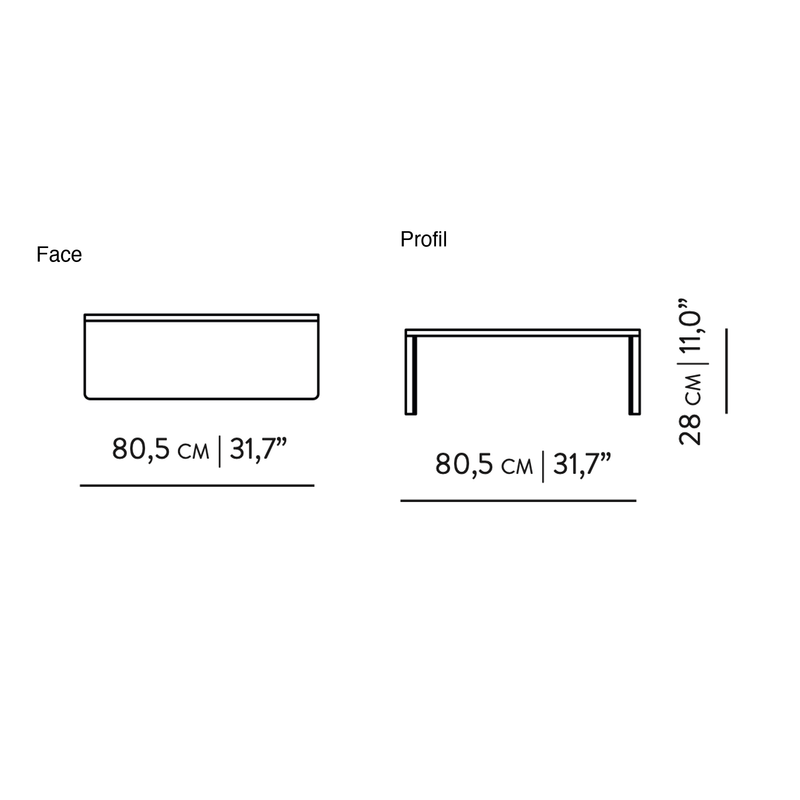 Dimensions Table basse centrale Dome pour canapé modulaire