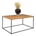 Table basse Vita chêne naturel vue trois quarts avec vase verre fumé fleurs séchées