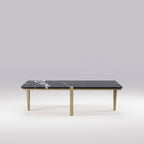 Table basse Corner Chêne naturel vue de face avec son plateau de marbre