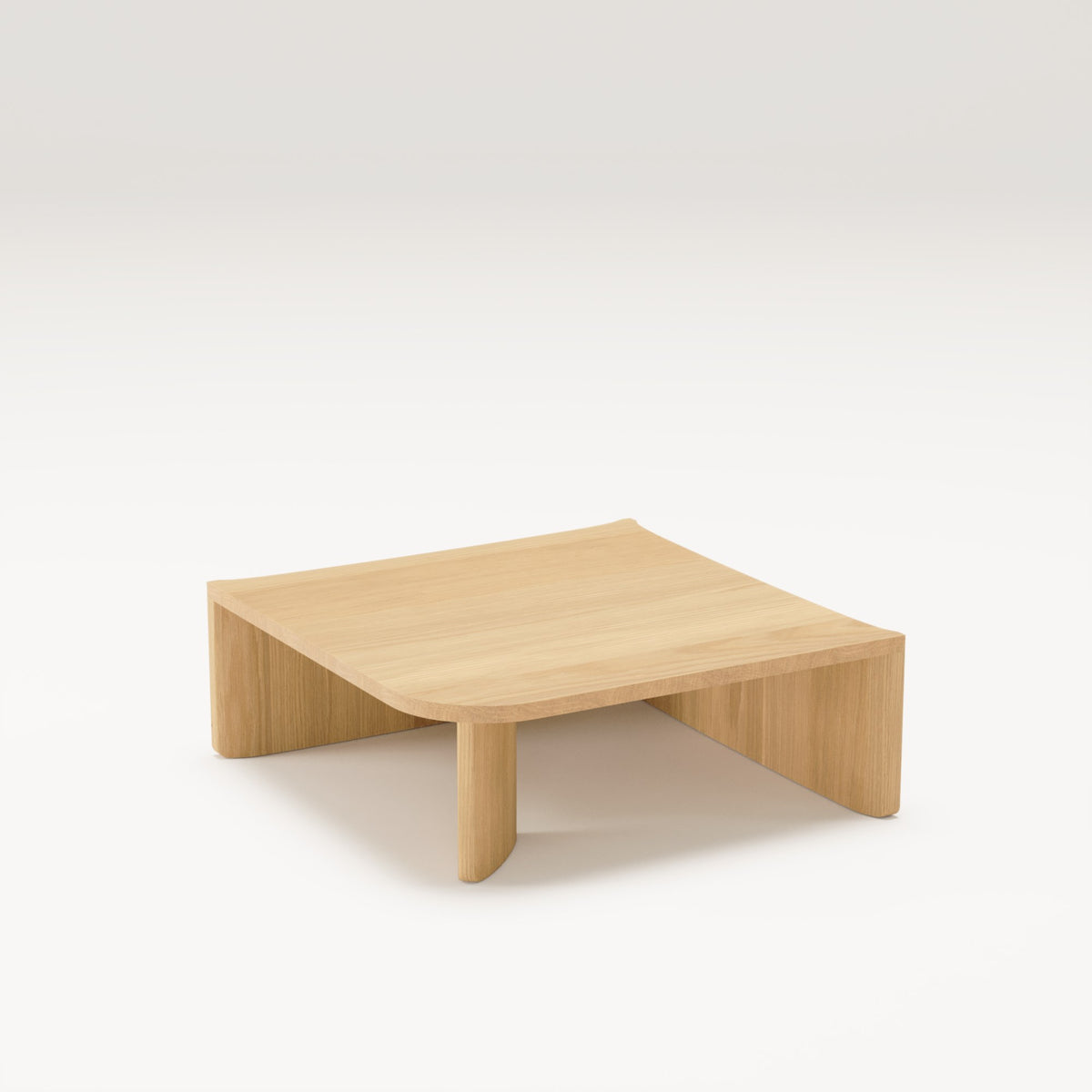 Table d'angle Dome en chêne naturel vue de trois quarts