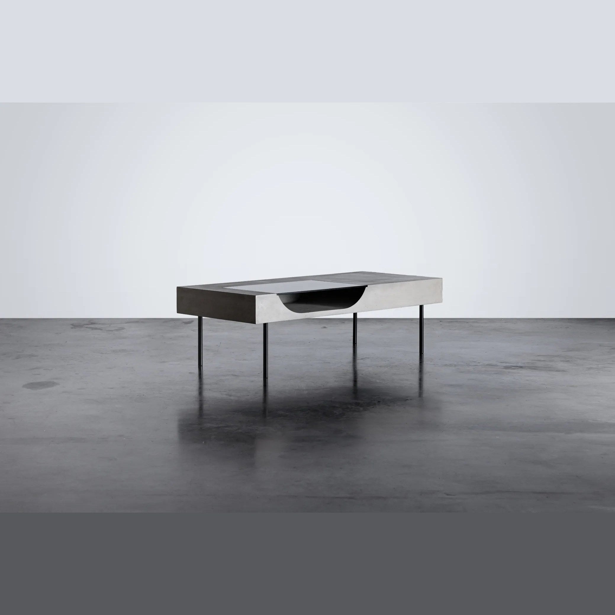 Table basse en béton Curb gris naturel en situation 3