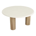 Table basse Fondi plateau clair 3 pieds décor bois 80 cm vue de face