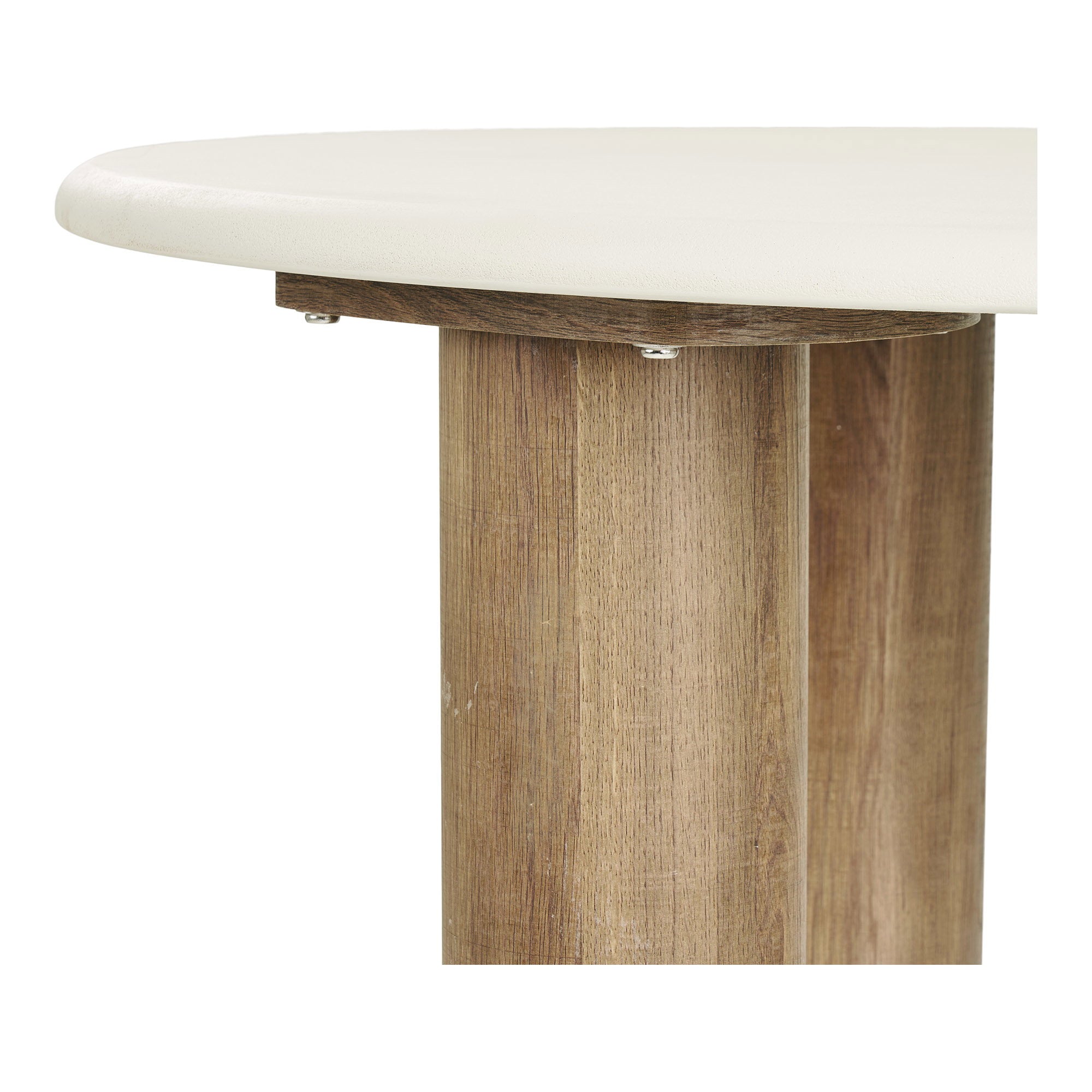 Table basse Fondi plateau clair 3 pieds décor bois 80 cm vue de détail