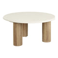 Table basse Fondi plateau clair 3 pieds décor bois 80 cm