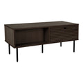 Table basse Kyoto placage chêne fumé 100x50x45 cm pieds métal noir vue trois quarts