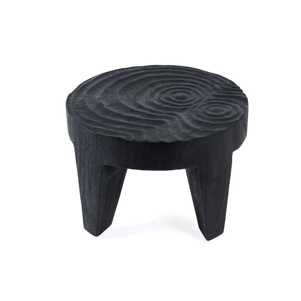 Table basse ronde Madero en bois de suar noir, vue 4