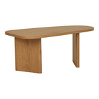 Table basse Melo chêne naturel plateau biomorphique pieds lames vue trois quarts