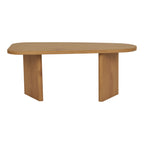 Table basse Melo chêne naturel vue trois quarts plateau organique pieds lames arrondis