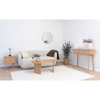 Table basse Melo chêne naturel salon ambiance scandinave canapé meuble cannelé