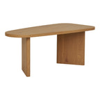 Détail plateau chêne naturel table basse Melo veinage miel doré papier décor