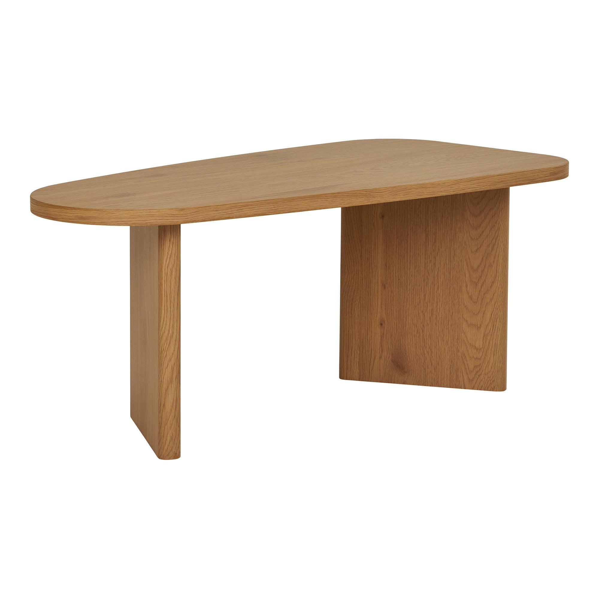 Détail plateau chêne naturel table basse Melo veinage miel doré papier décor