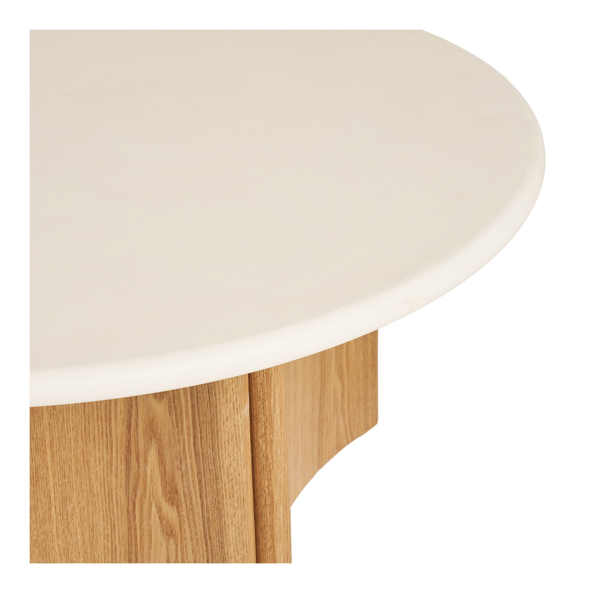 Table basse Motril ciment blanc piètement frêne 80 cm vue de détail