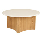 Table basse Motril ciment blanc piètement frêne 80 cm