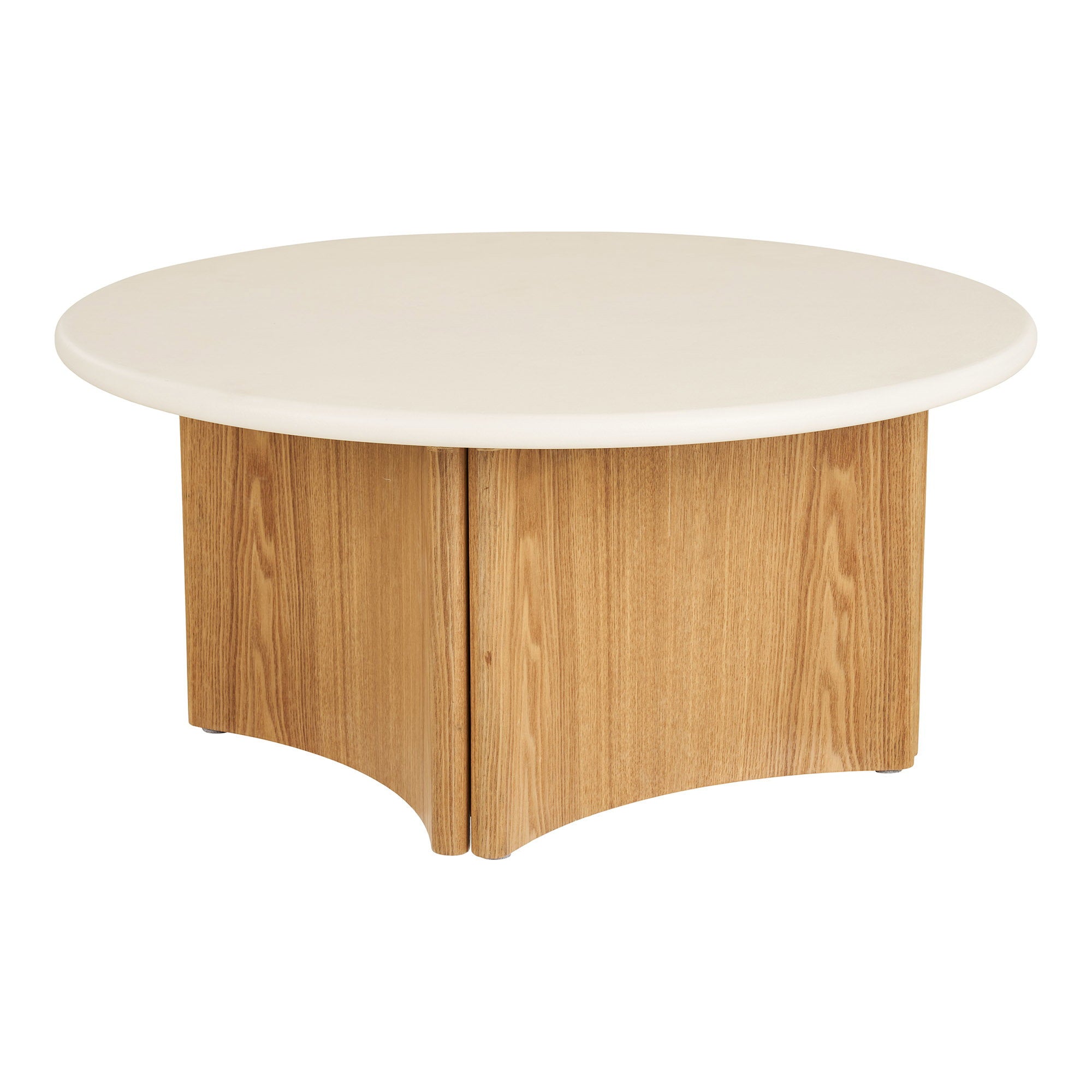 Table basse Motril ciment blanc piètement frêne 80 cm