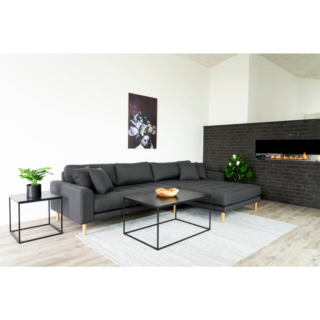 Table basse Vita noire salon canapé anthracite grande cheminée table appoint assortie