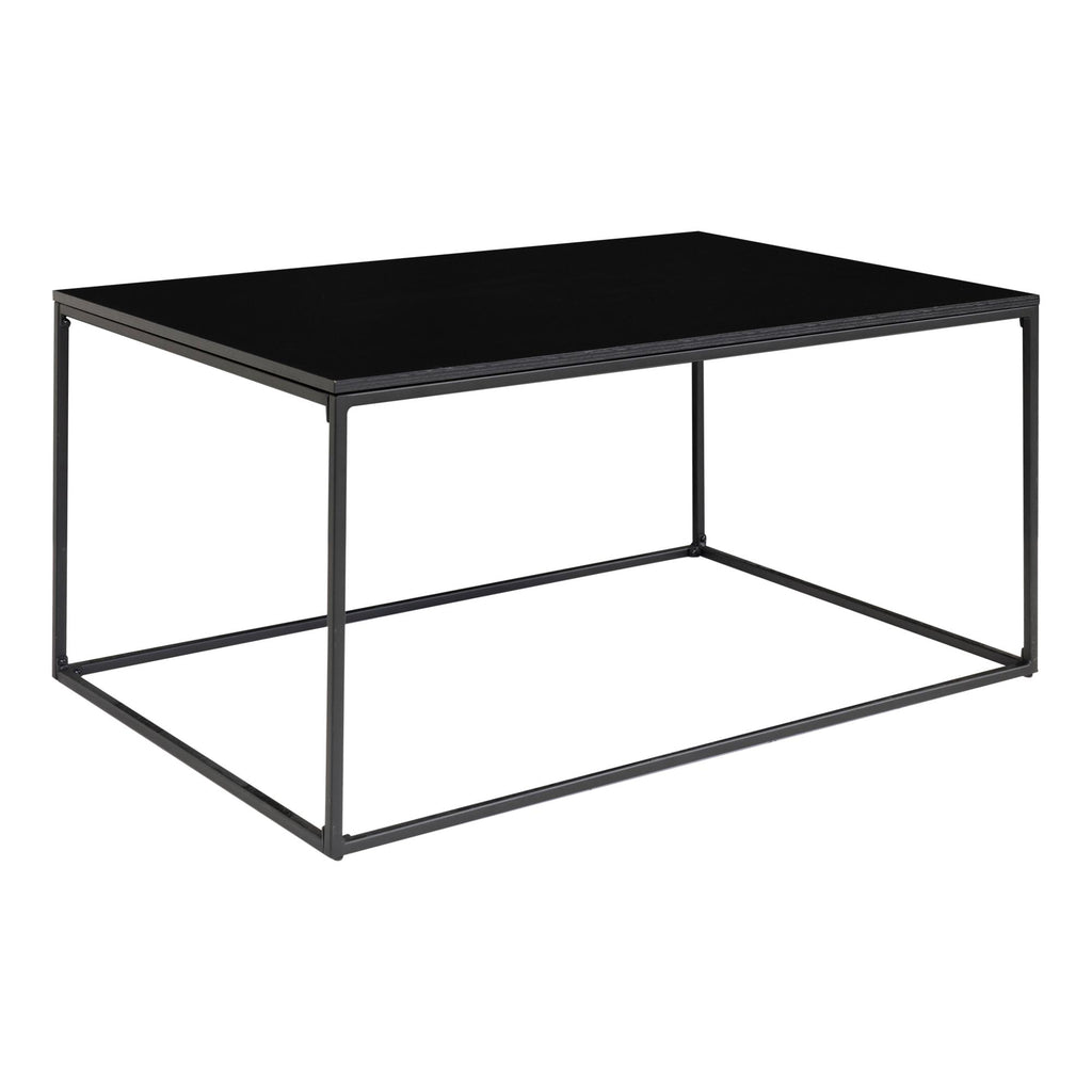 Table basse Vita noire vue trois quarts cadre tubulaire rectangulaire fond blanc
